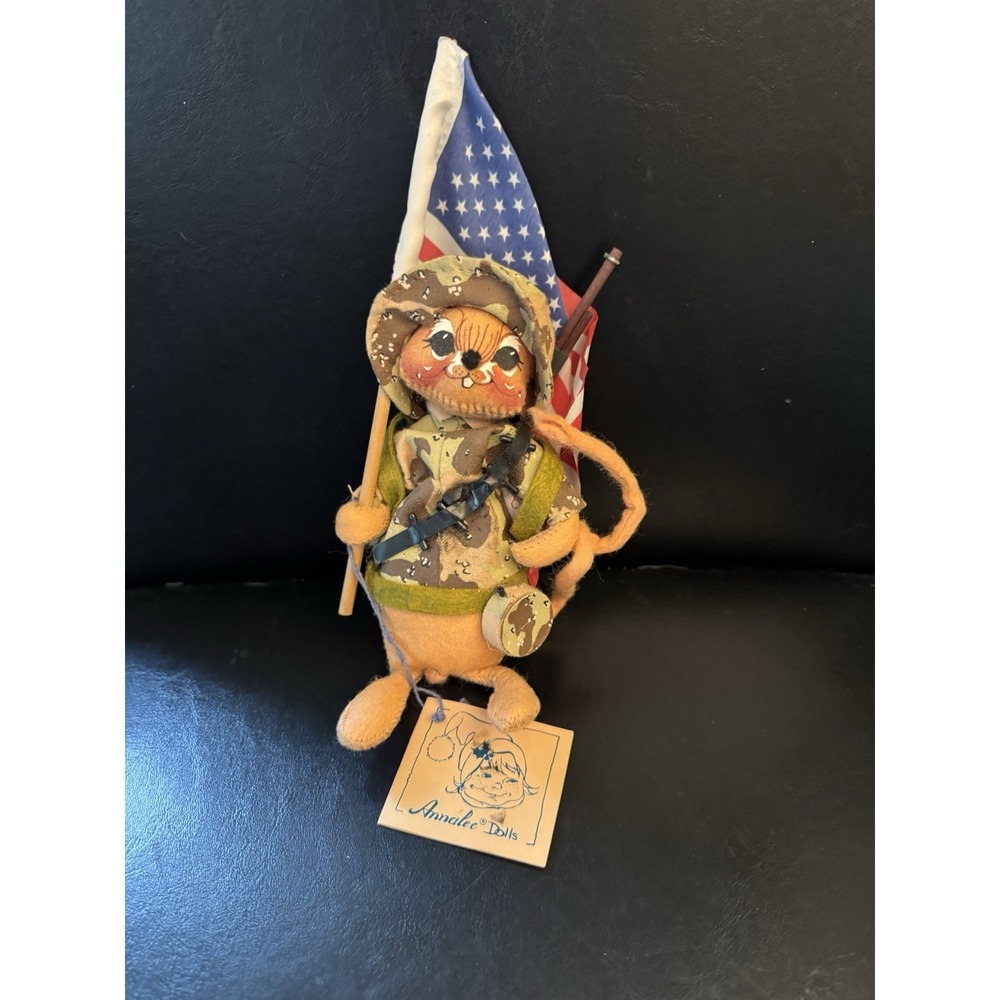 1991 Desert Storm Soldier Mouse 7" Annalee Doll Vintage Military Army Decor